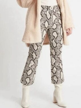 Snake Print Cropped Pants in Neutral Tones size 4